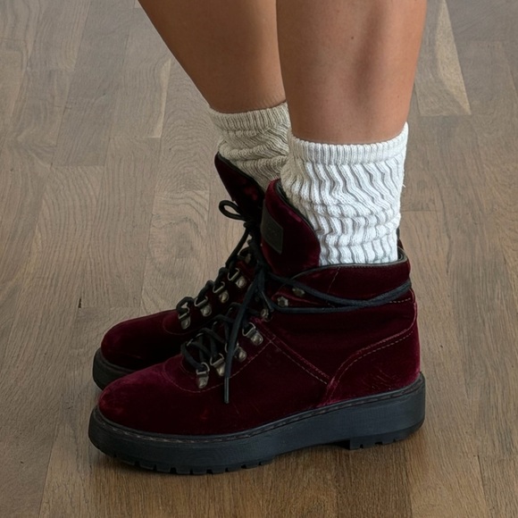 prada burgundy velvet hiker boots🥀 - Picture 13 of 13